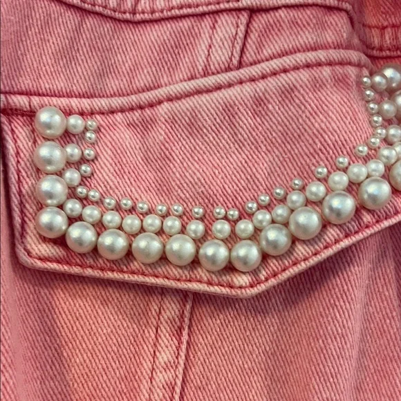 Savanna Jane Coral Jean Jacket with Pearl Accents - Picture 3 of 11